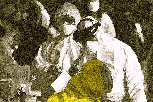 Foto mostra Infectologistas testando paciente
